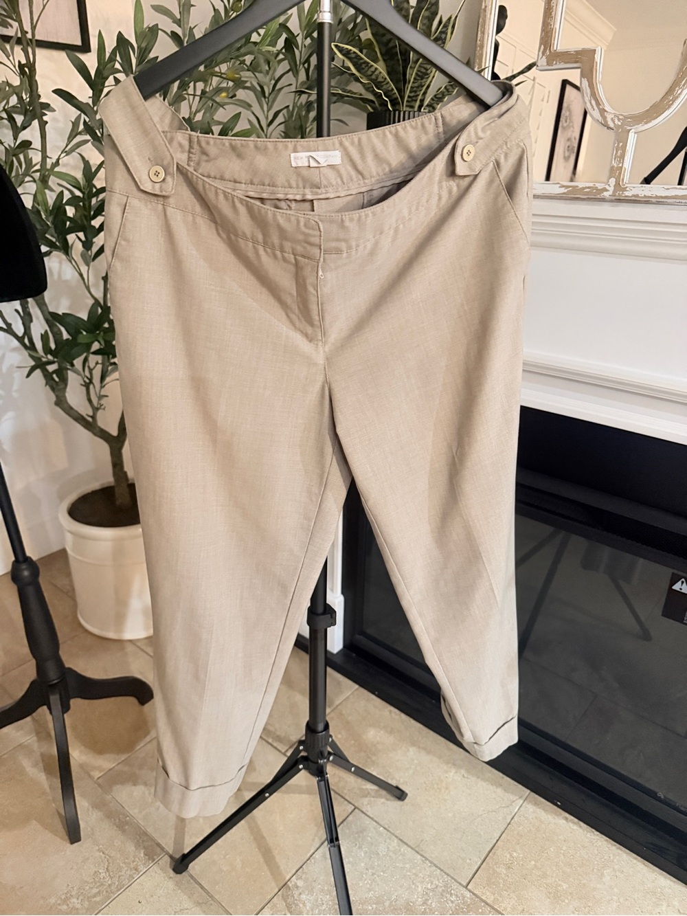 New York & Company Stretch Cropped Pants in Light Taupe